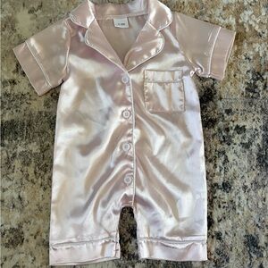 Silky Pink Short Sleeve Romper